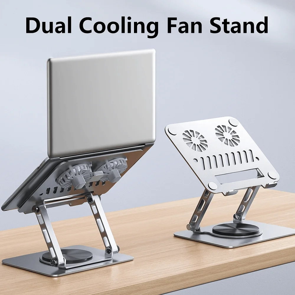 

360 ° Rotatable Cooling Fan Laptop Bracket Adjustable Heat Dissipation Notebook Cooler Base Stand Foldable Cooling