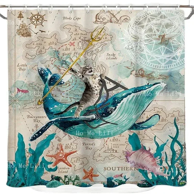 

FWM05Забавная карта кота-кита, японская морская волна, пляжная тема, тропическая рыба, коралловая дверь сарая, храбрый акула, занавеска для душа6Hn$