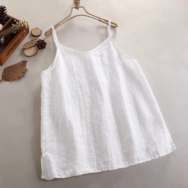 Summer Simple All-match Top Loose Thin Camisole Solid V-neck Vest Women Clothing Sleeveless Casual Highstreet Holiday T-shirt image 6