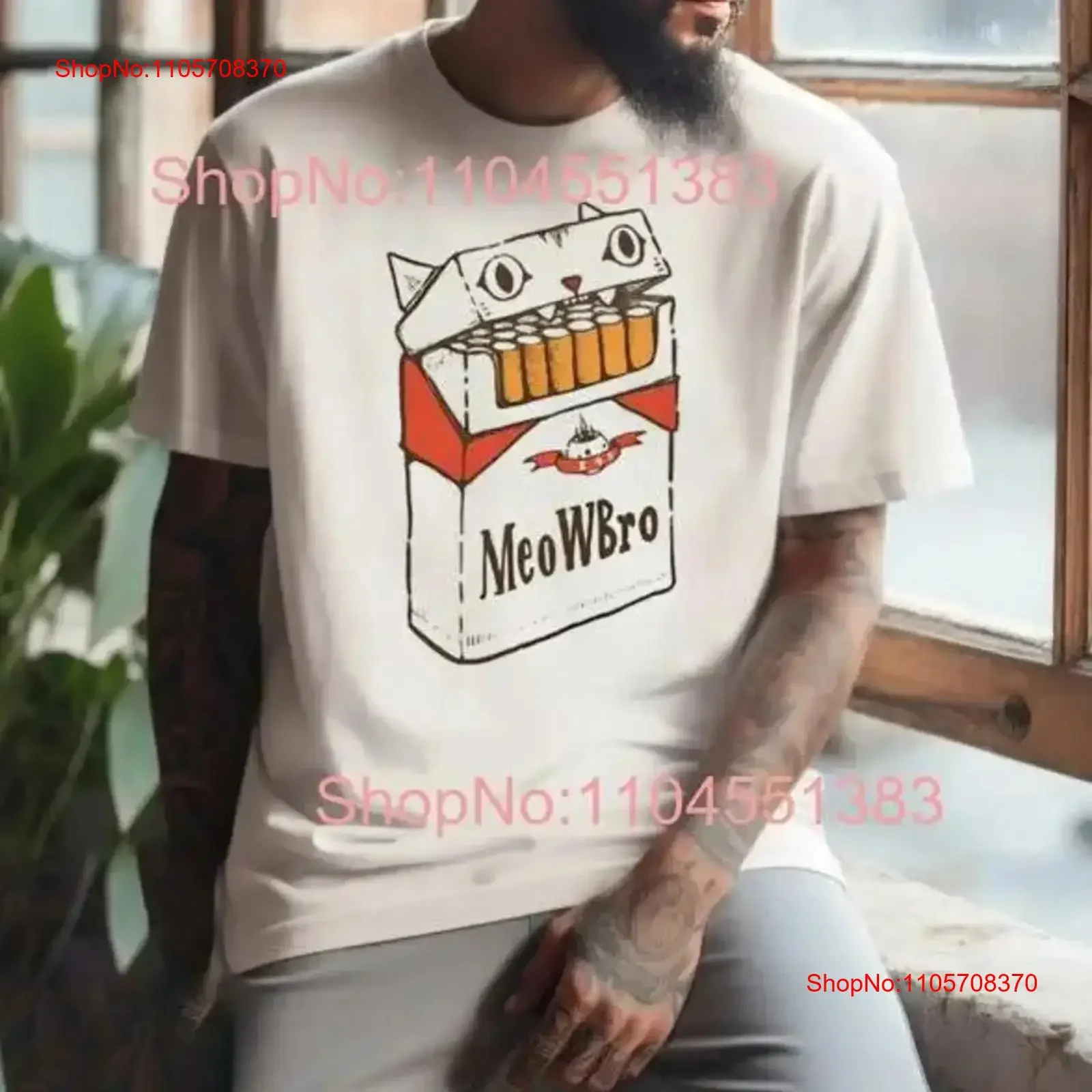 Cat Cigarette Meobro T Shirt Size S 5XL For Her Him vintage Washed Unisex Stylish Versatile homme Comfortable Slightly Casual