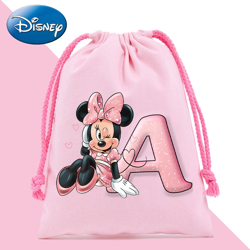 New Minnie Mouse Cartoon Letter Drawstring Bag Children Handbag Kawaii Storage Bags Boys Girls Tote Bags Kids Birthday Gifts