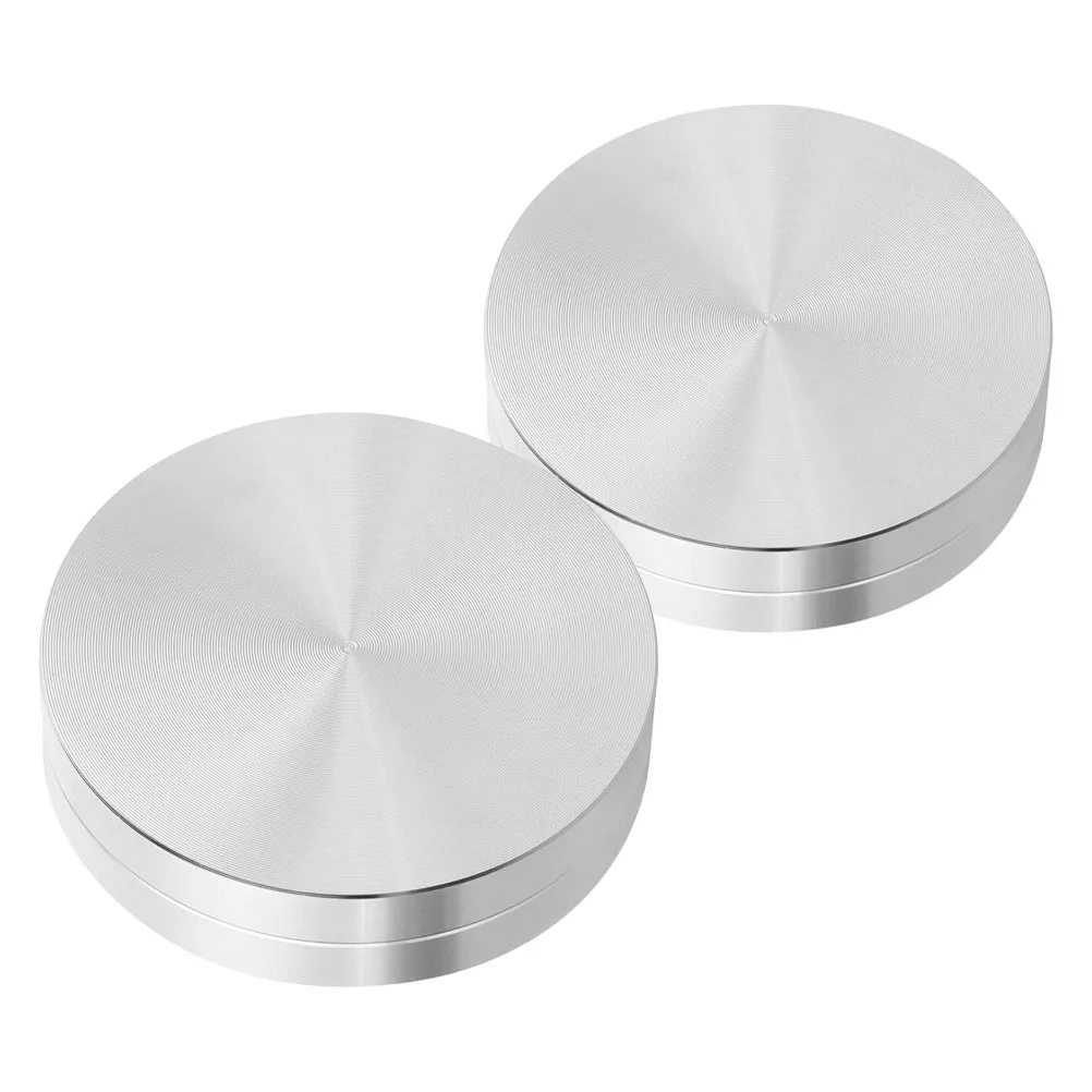 

2pcs Cake Baking Turntable Aluminum Alloy Rotating Stand Decorative Display Base Smooth Operation Versatile Use