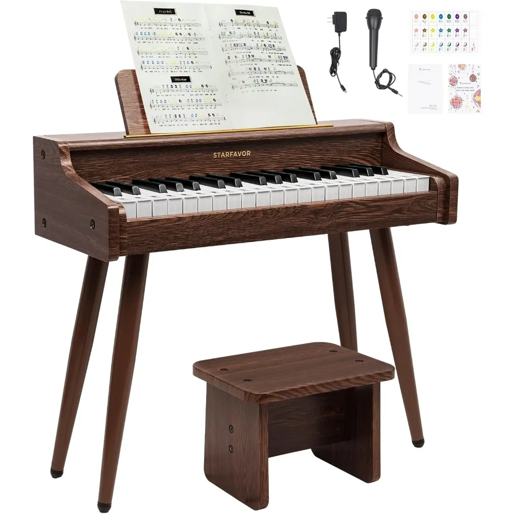 

Детская клавиатура, 37-клавишное цифровое пианино с регулятором громкости, перезаряжаемый музыкальный образовательный инструмент, деревянное пианино для