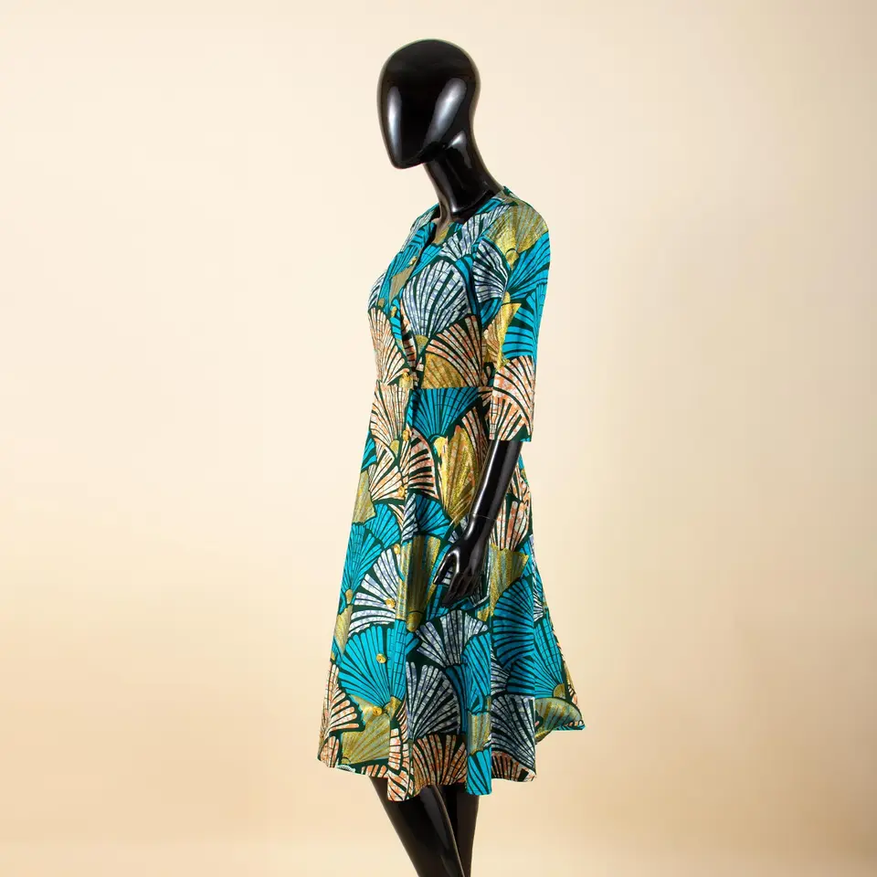 African Print Women's Dresses Ankara V-Neck Short Sleeve Knee-Length Dress  with pocket Casual Party Dress Dashiki Women Attire - AliExpress 200000532
