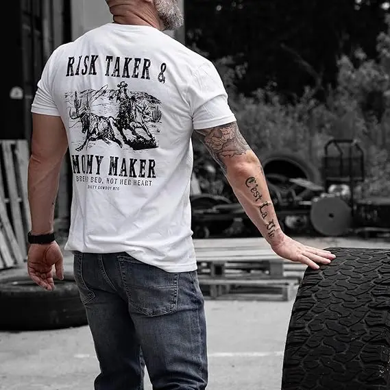 Herren Grafik-T-Shirt | Risikoantnehmer, Mutter-der-Zweite-Generation | Sportliche Passform, Tagless Comfort Saying Tee, Neuheitsgeschenk für den Ehemann, Y2k Streetwear – Detail 11