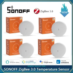 SONOFF-Sensor de temperatura y humedad SNZB-02 Zigbee, sincronización en tiempo Real, funciona con voz a través de eWeLink, para Google Home, 1-10 unidades