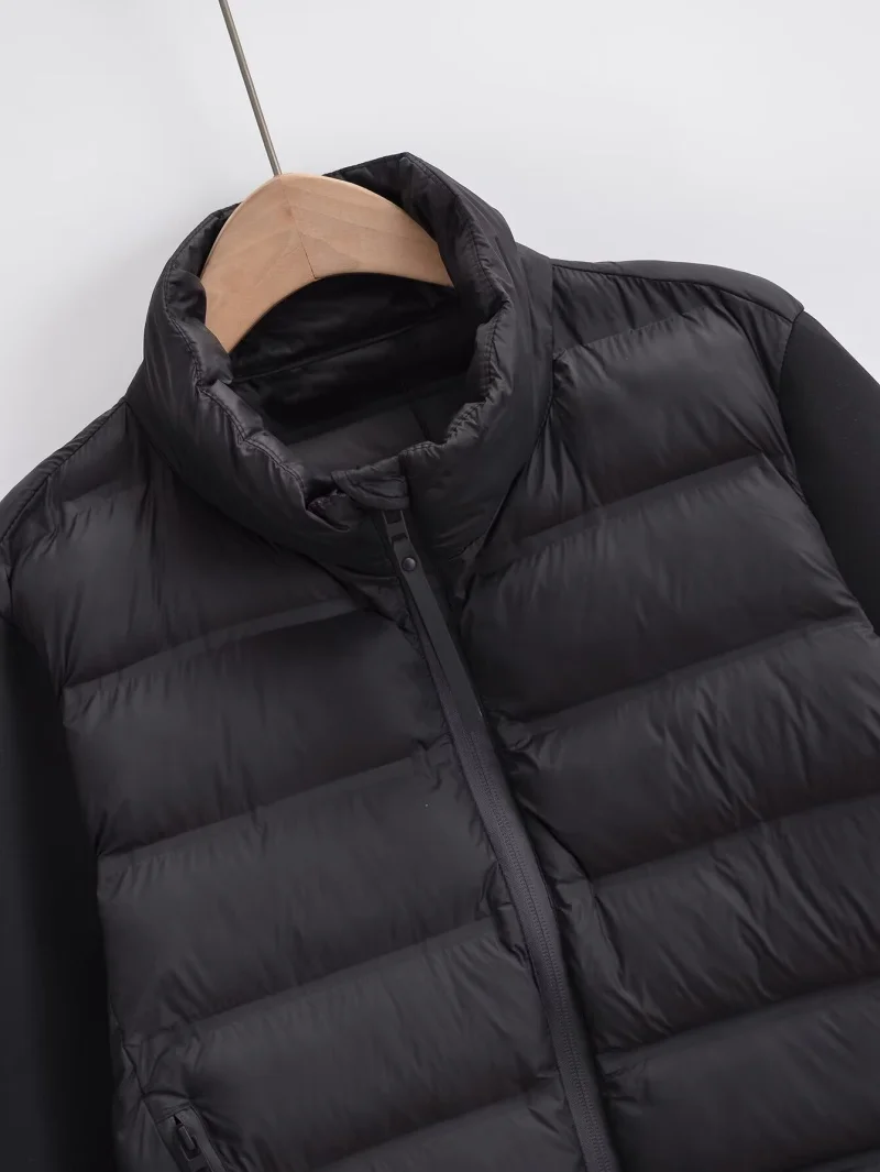 ETJ 2025 women's autumn and winter casual sports short jacket outdoor hiking light casual warm stitching sleeve quilted jacket