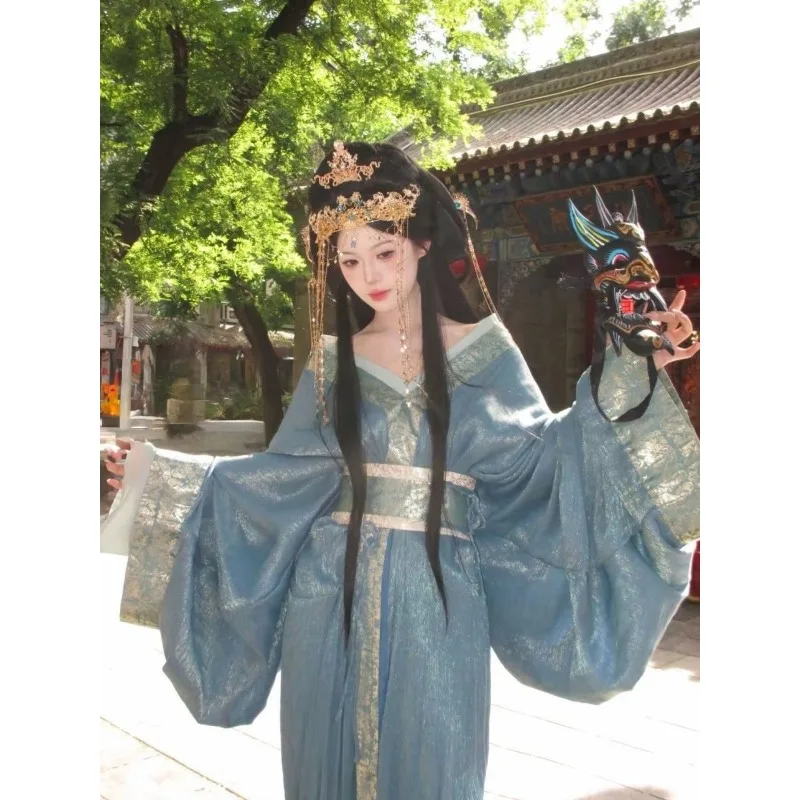 

2026 new restored straight robe with a collar and tailed Hanfu female adult princess Warring States robe