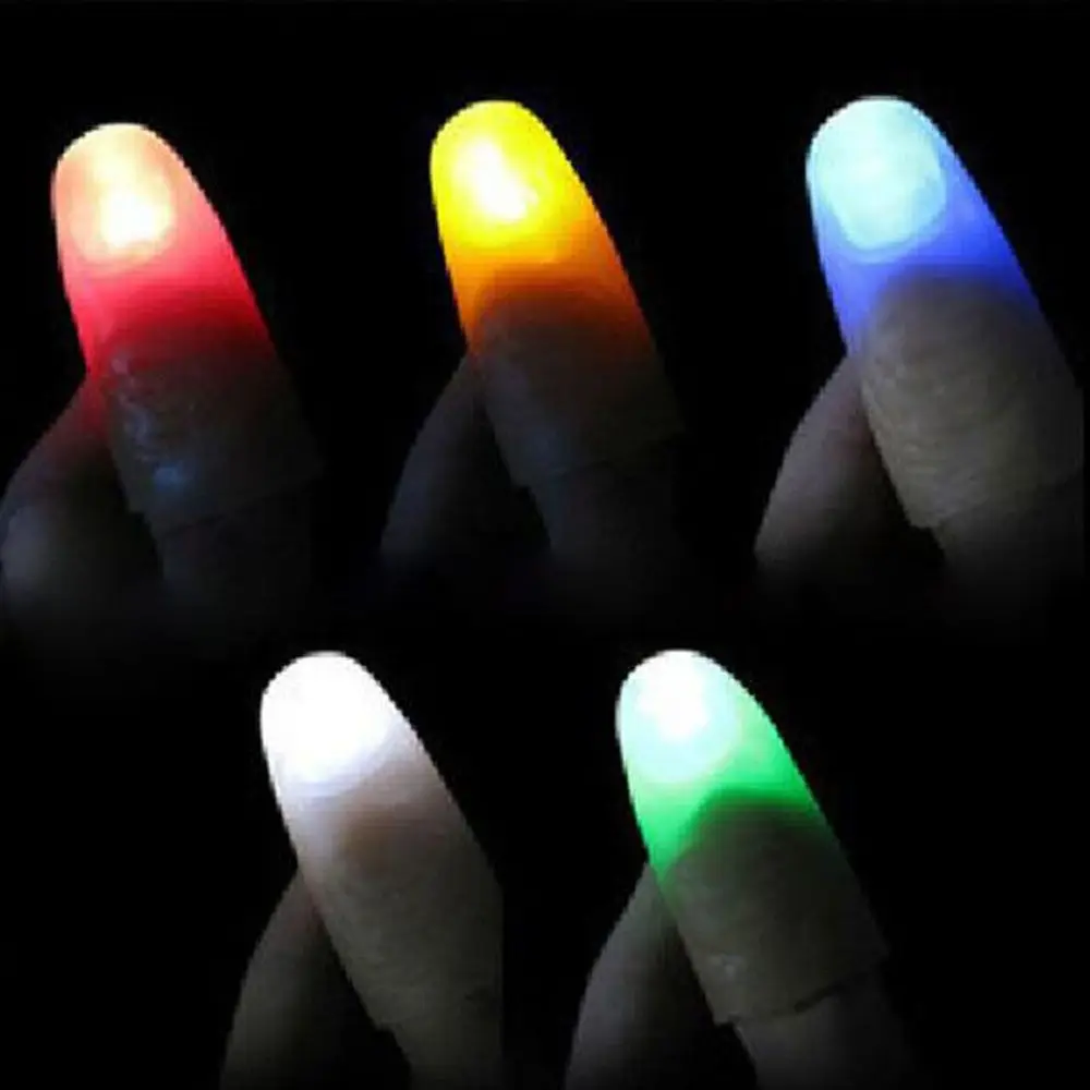 เต้นรํา 2 ชิ้น Super Bright Finger Lights Thumbs Fingers Trick Magic Light Close Up