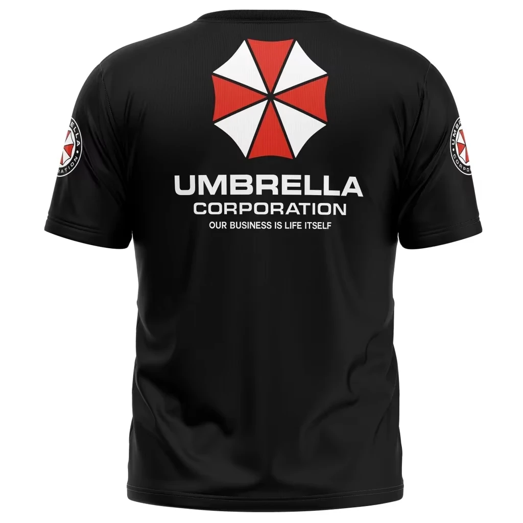 Resident Evil Umbrella Corporation T - Shirt - Black Iconic Logo & Slogan 3D Printed Suitable for Both Adults and Children