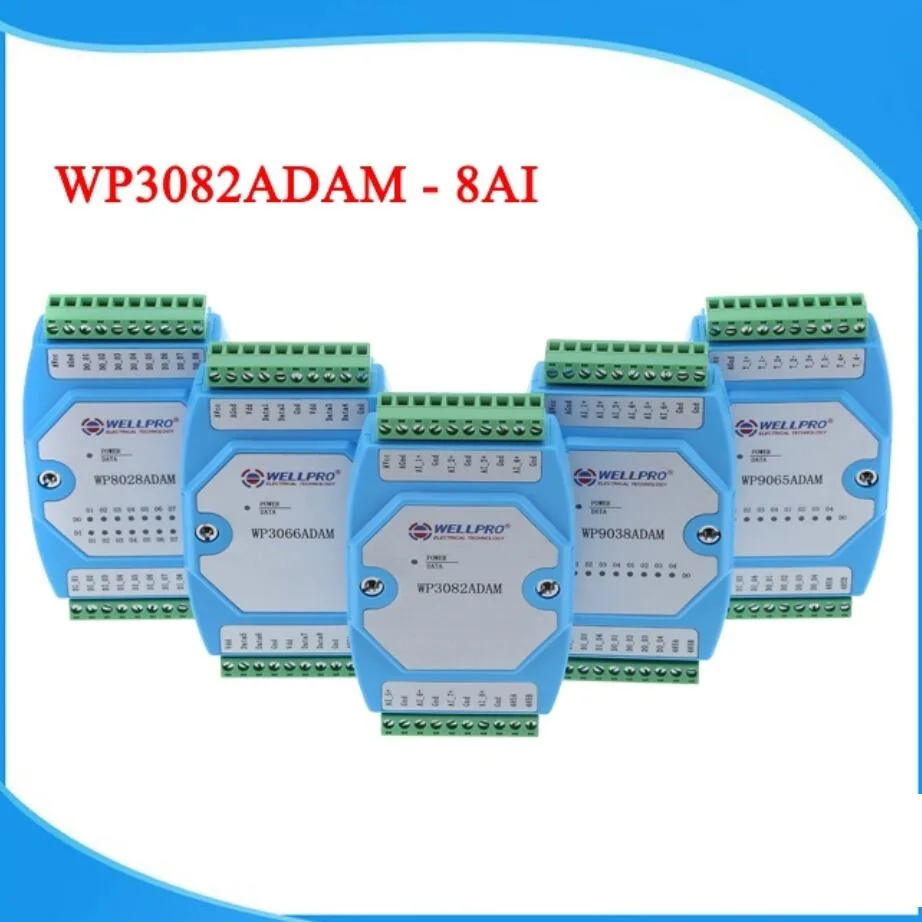 WP3082ADAM 8AI 0-20MA 4-20MA Analog Input Module RS485 MODBUS RTU Communications WP3082ADAM