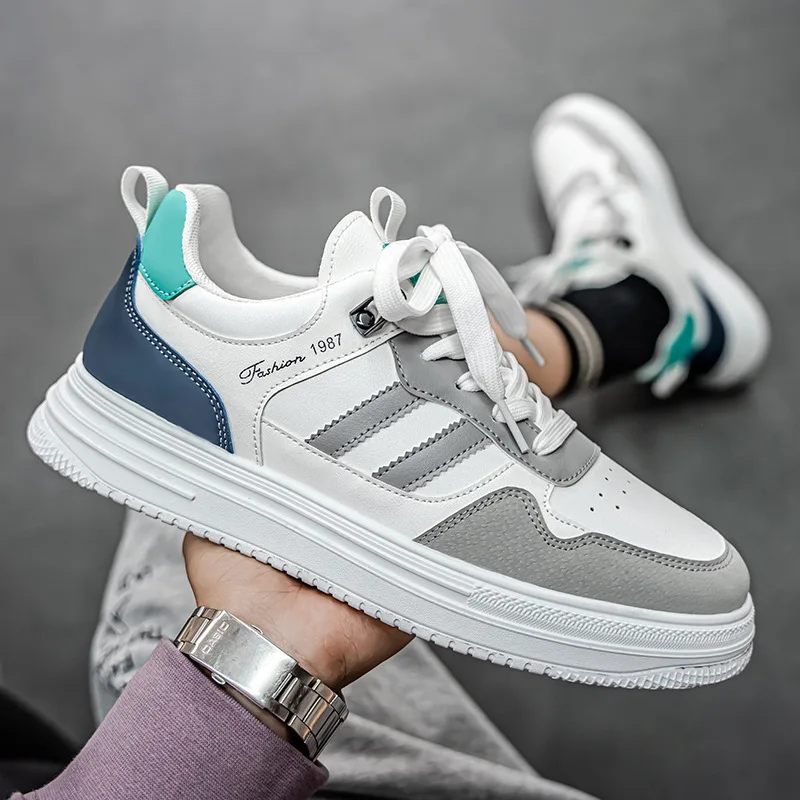 

Men's Hot Sale Sneaker Leather All Match Small White Fashion Furnished Shoes Men Breathable Light Wear Sports Casual Board Shoe