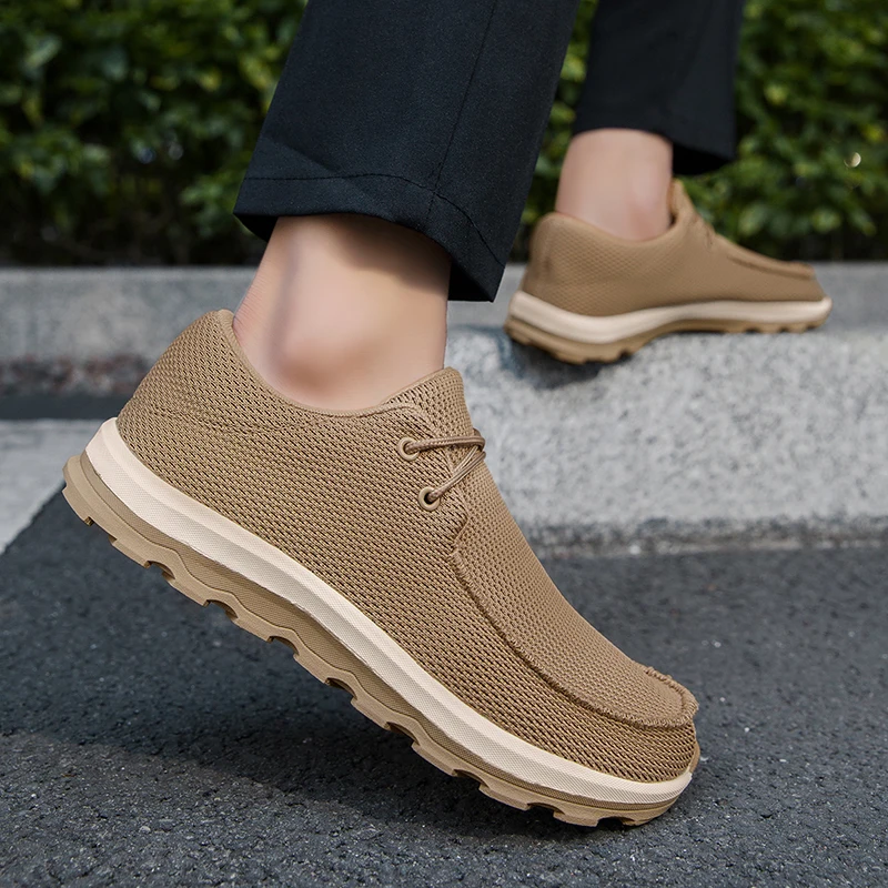 

Comfortable Vulcanized Shoes for Men Breathable Mesh Casual Shoe Soft Sole and Anti-slip Outdoor Flats Loafers Plus Size 39-46