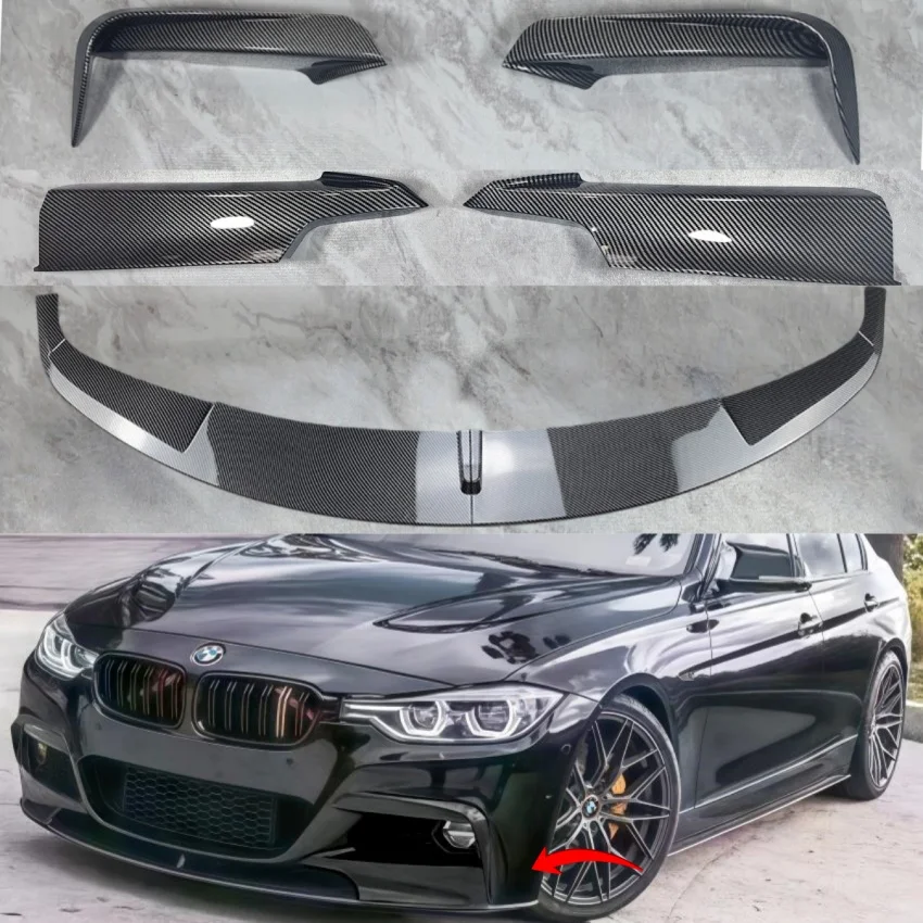 bmw-f30-f31-f35-3シリーズ-mスポーツ-2012-2018用-フロントバンパーロアリップスポイラースプリッターディフューザー-フロントナイフウィンドブレードカバー