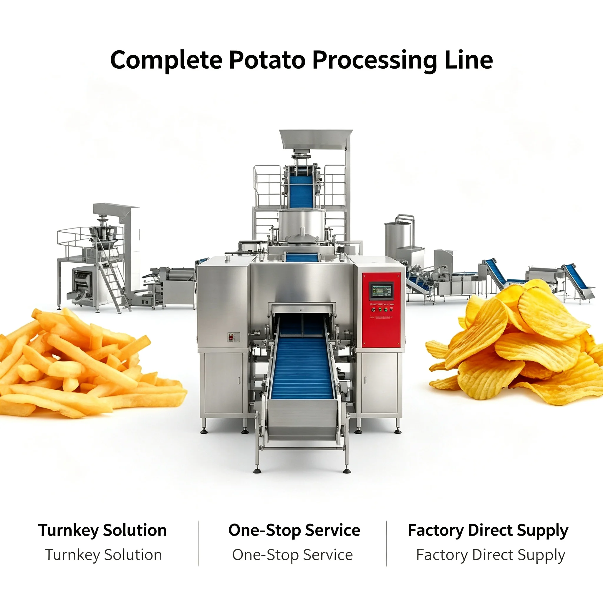 Easy‑to‑Maintain Food‑processing Unit, French Fries & Crisps Manufacturing System For Commercial Production Site Customized