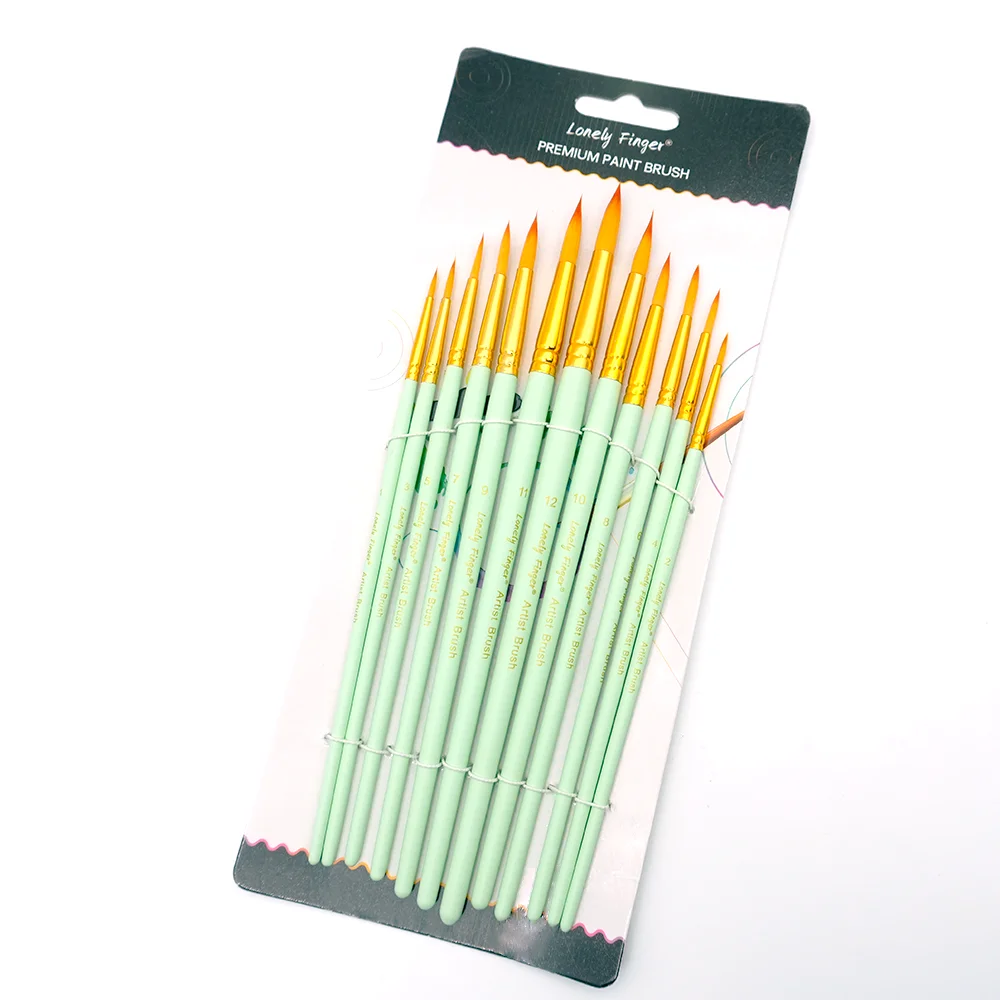 12Pcs Artist Watercolor Paint Brushes Round Pointed Tip Paint Brushes Different Sizes Paint Brush Set for Water Color Acrylics I
