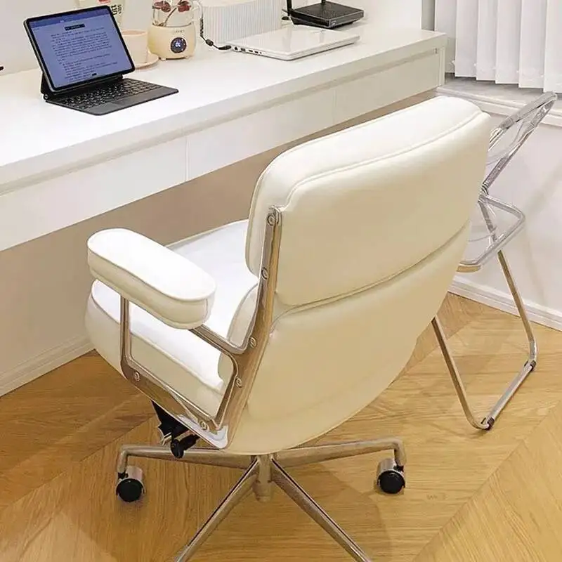 

Wheels Office Chair White Armrest Pads Glides Mobile Home Office Chairs Back Cushion Silla Escritorio Garden Furniture Sets