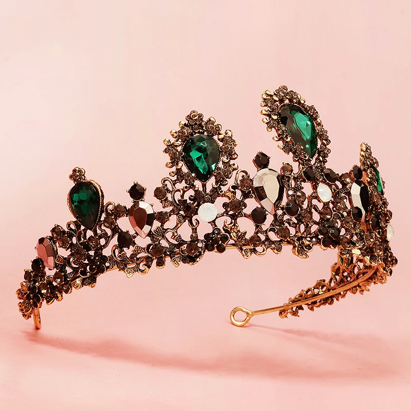 Halloween Party Green Wedding Bridal Pageant Rhinestone Crystal Tiaras Crown Tiaras And Crowns For Women Hair Accessories