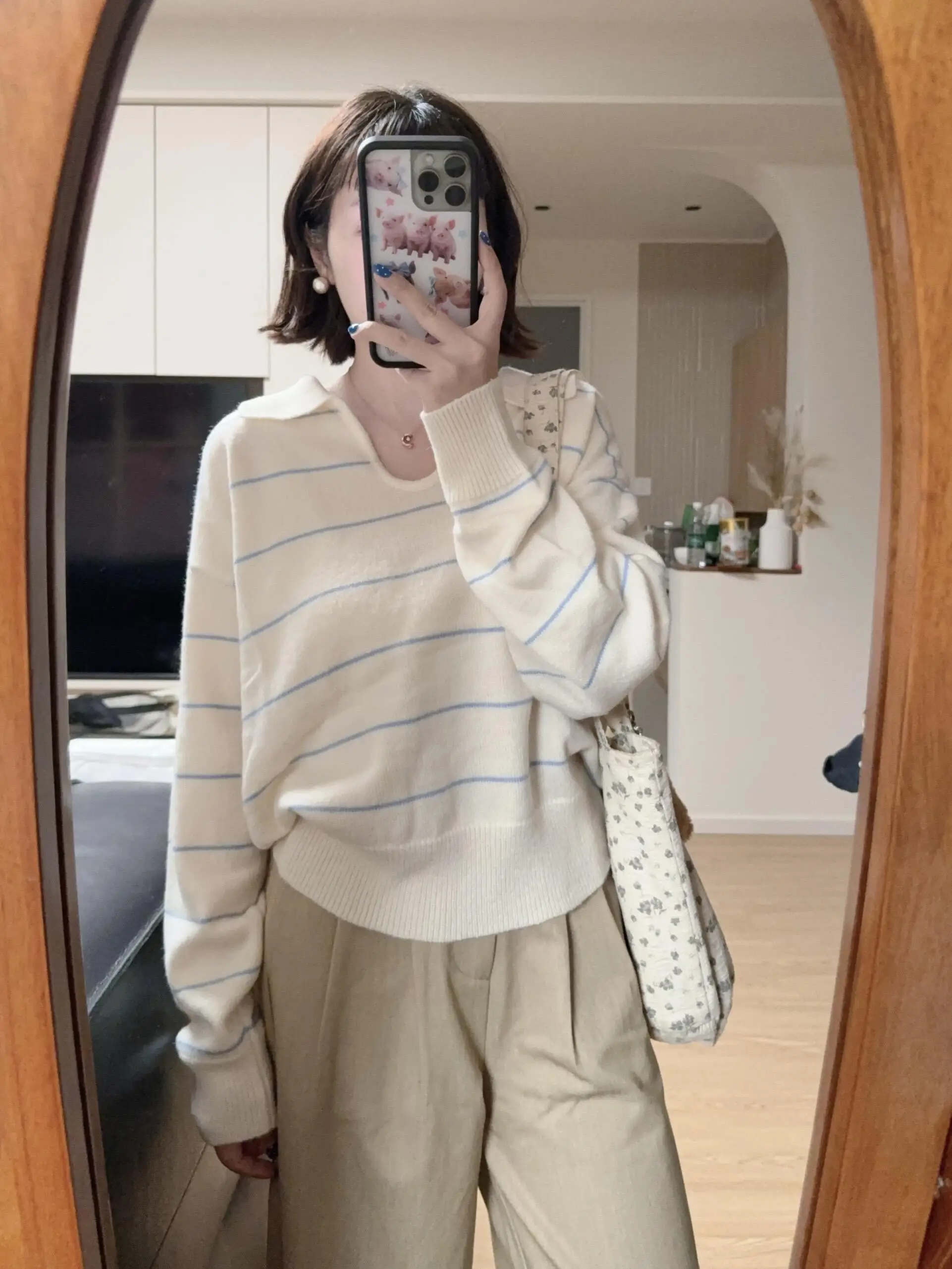 

Loose Fit Women's Ne Knitwear Striped Base Layer irt Korean Sle Casual Loose Sweater Slimming Top for Autumn Winter