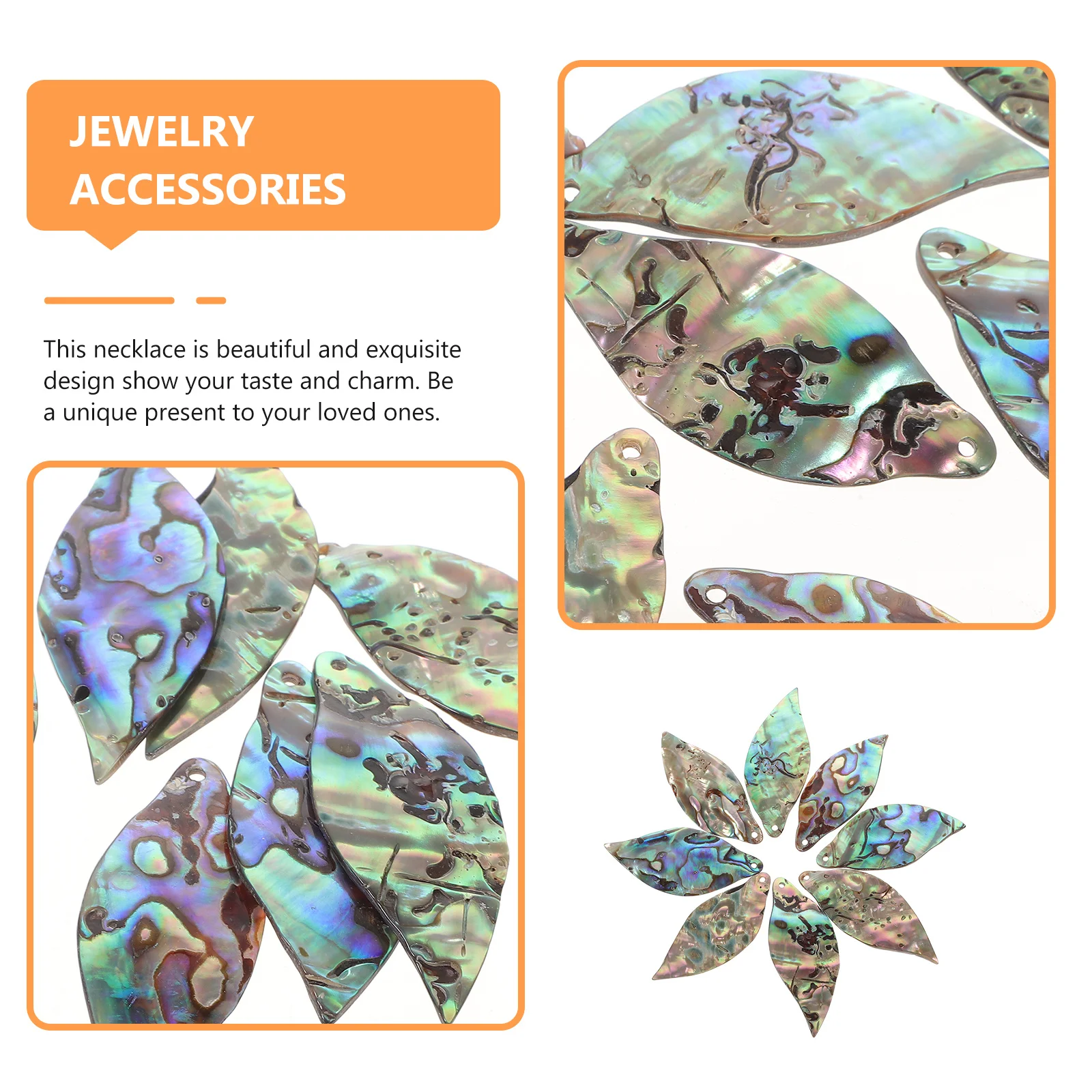 

8Pcs DIY Jewelry Materials Exquisite Leaf Pendant Abalone Shell Necklace Accessories for Women Party Costume Decor