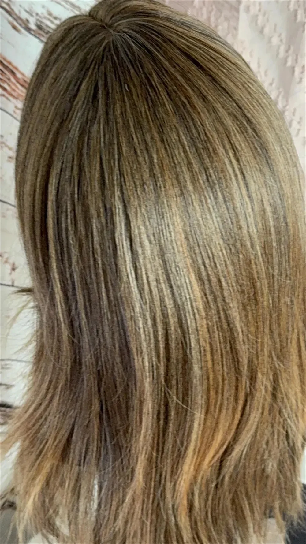 شقراء دافئة امرأة سمراء الدانتيل شعر مستعار أمامي 16 "قصير مستقيم بوب الأوسط فراق شعر مستعار طويل اثنين منغم شعر الإنسان مزيج شعر مستعار للنساء #4