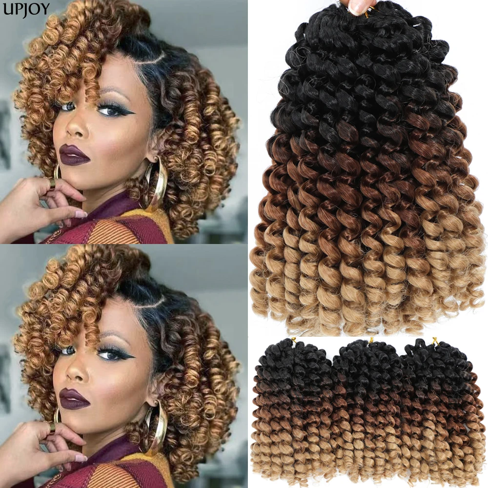 

1- 6 Packs Jamaican Bounce Crochet Hair 8 inch Wand Curl Crochet Braiding Hair Short Synthetic Crochet Braids Hair Extensions
