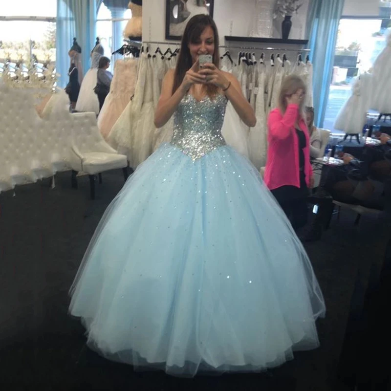 

Angelsbridep Ball Gown Quinceanera Dresses Beading Crystals Tulle Sweetheart Sexy Sweet 16 Dress Organza Vestidos De 15 Anos