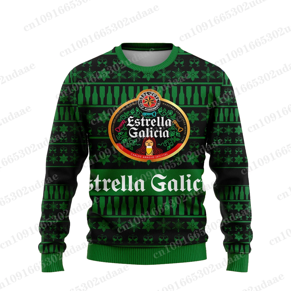 Pull à capuche joyeux Noël pour hommes et femmes, bière Estrella, galicia, en-ly, sweats à capuche de fête, couple, mode, sport,