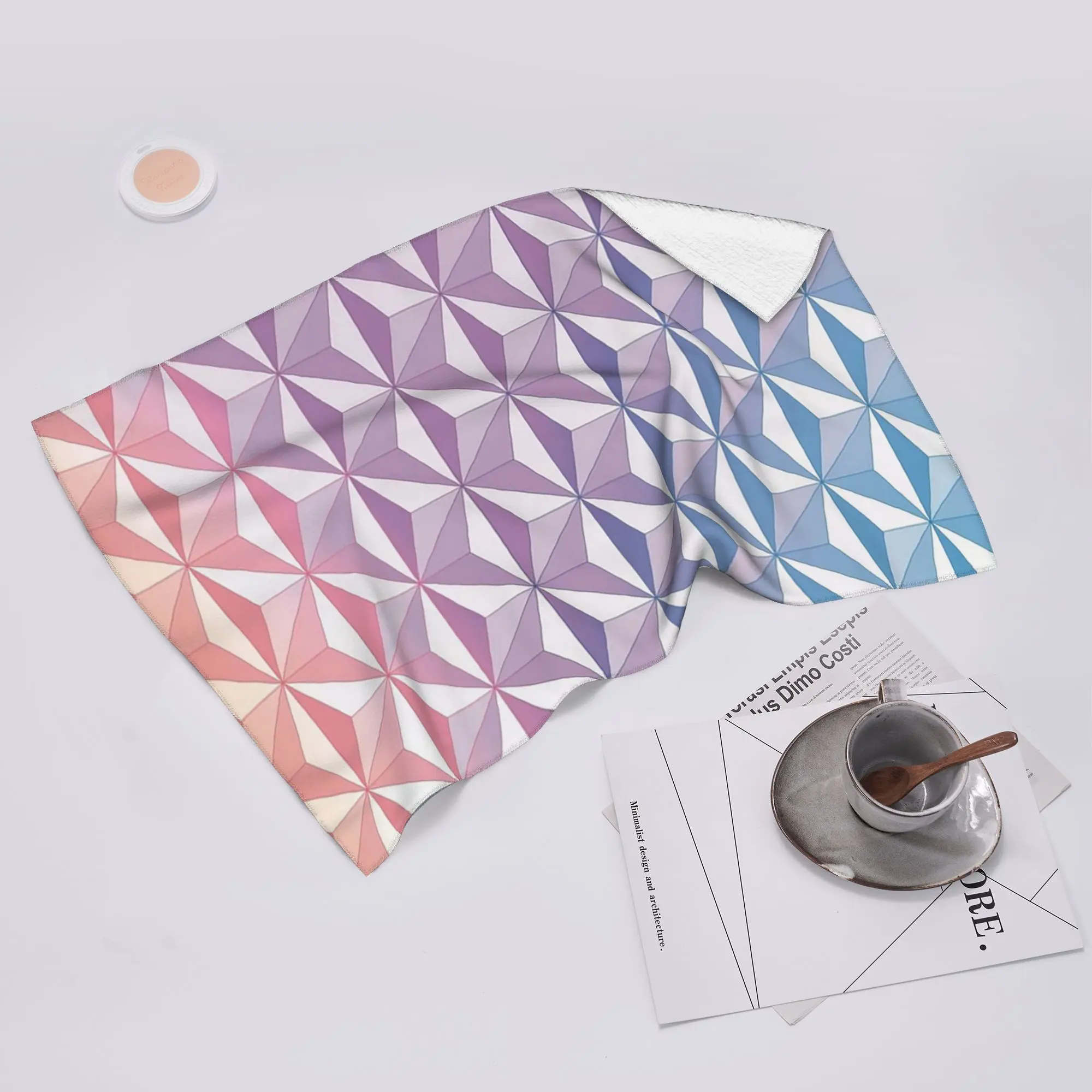 Custom Geodesic Sphere, Purple Soft Face Towel Quick Dry Pool Bath Cotton Towels Breathable
