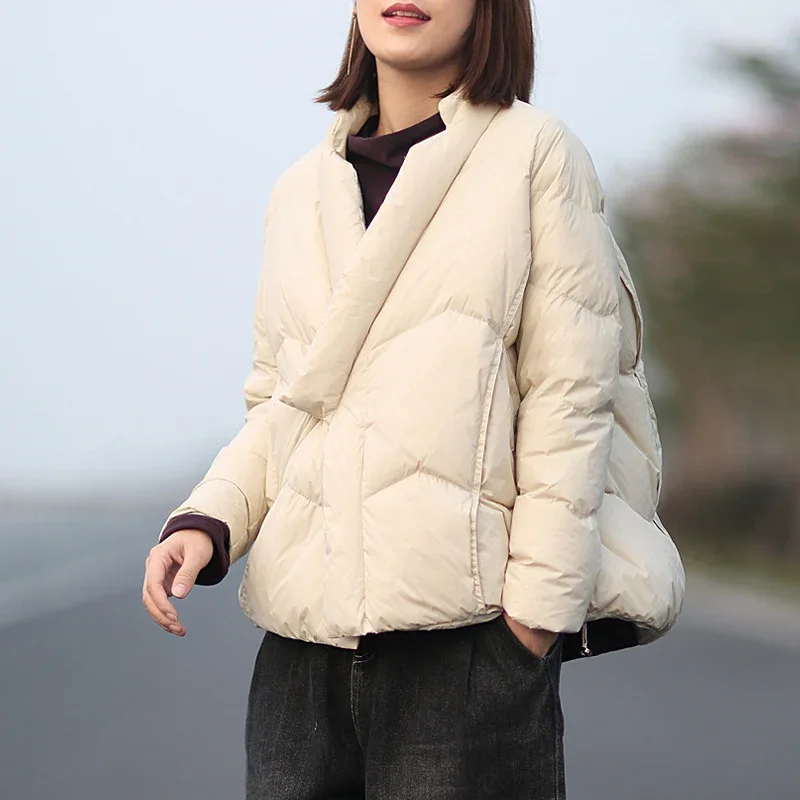 Women Japanese Style Jacket Over Size White Duck Down Coat Loose Warm Autumn Winter Casual Outwear Top Quality 2026