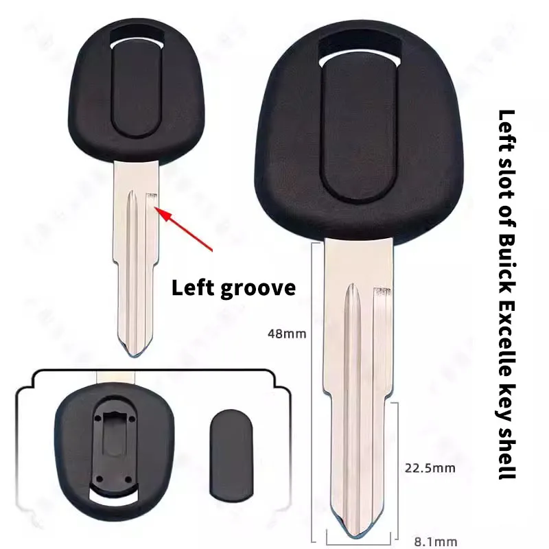 forBuick Excelle key shell left slot boutique car straight plate with chip slot key blank rubber handle shell