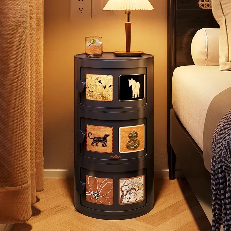 

Прикроватная тумбочка из АБС-пластика в винтажном стиле, стеллаж для хранения большой емкости, тонкий диван, боковой шкаф, органайзер для комнаты с раздвижной ручкой