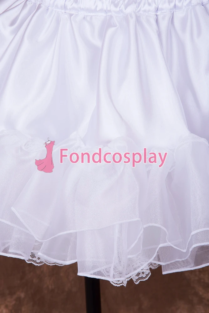 fondcosplay adult sexy cross dressing sissy maid short White satin Organza Petticoat accessories CD/TV[Q006]