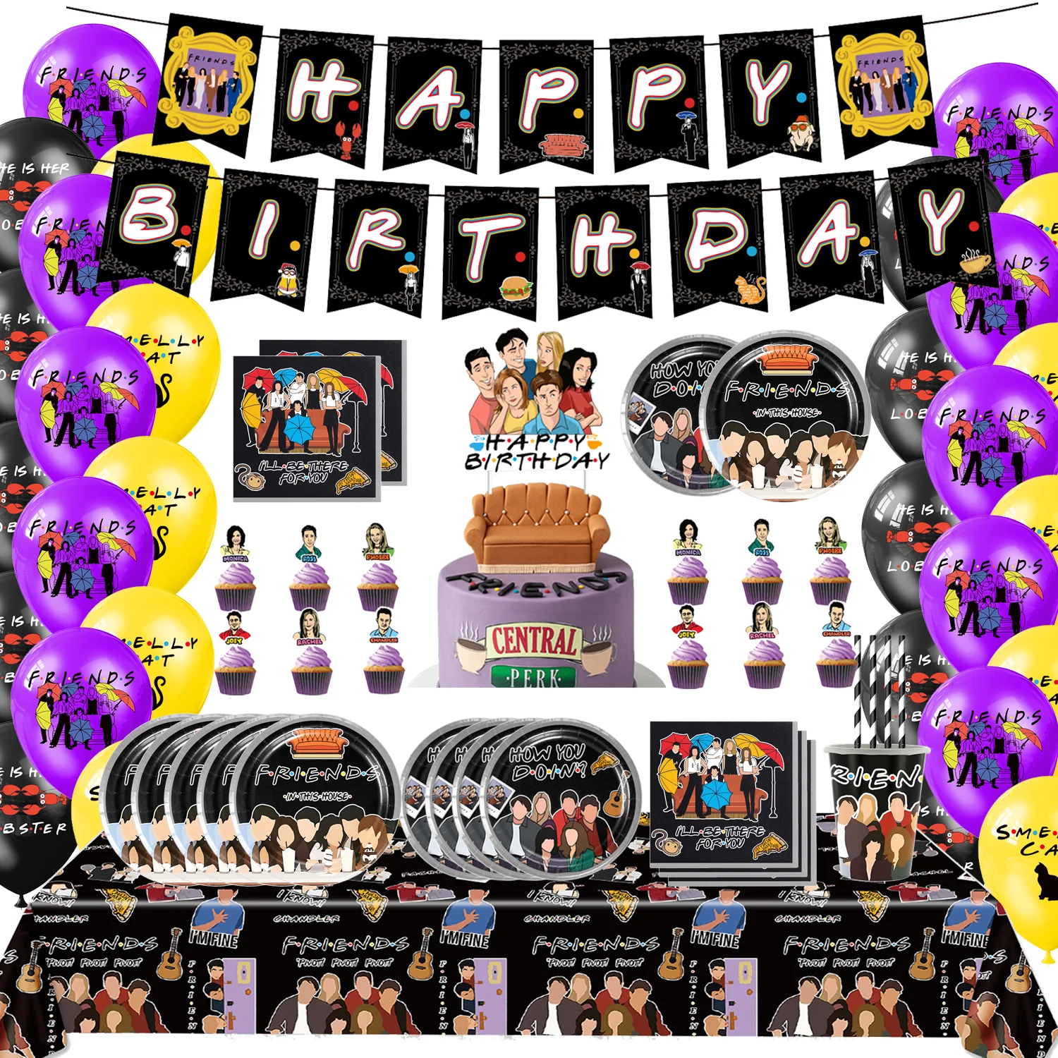 Supply Event - F-Friends Theme Birthday Party Decoration Backdrop
