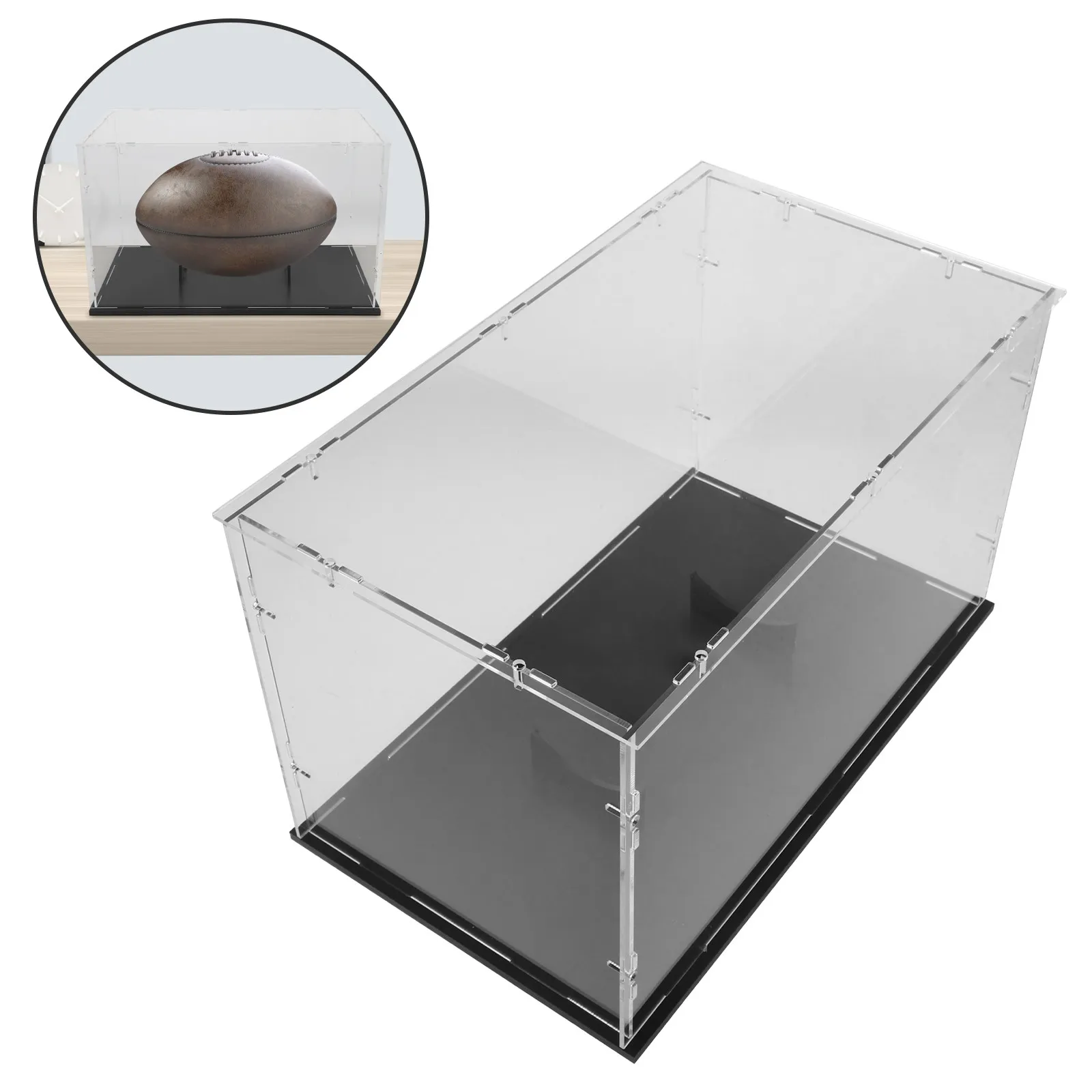 

1pcs Clear Acrylic Ball Display Case Dustproof Box Collection Storage Organizer Countertop Show Box Rugby Display Box Showcase