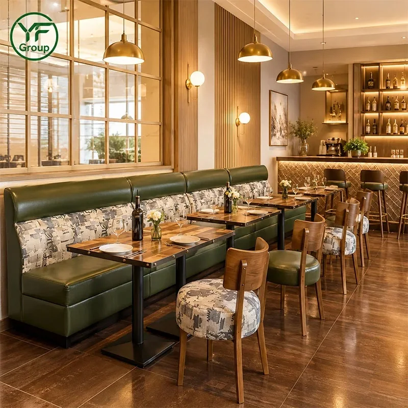Luxury Commercial Booth Seating  Premium Leather Restaurant Furniture Custom Upholstered Banquette for Hotel Cafe