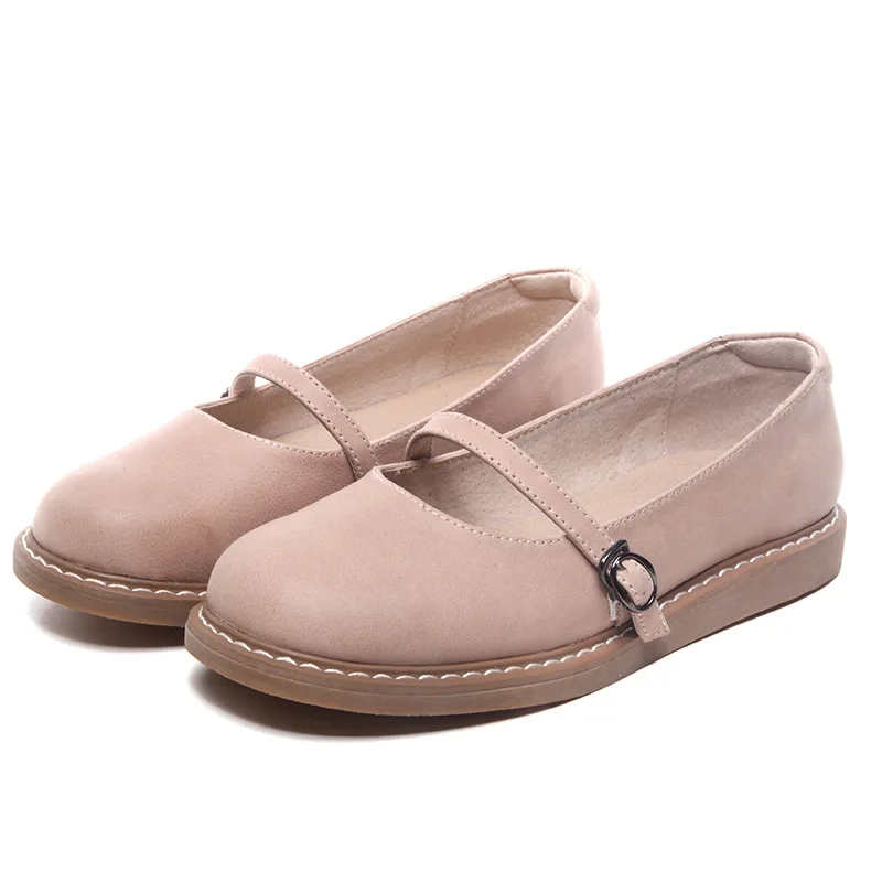 J Simple and comfortable genuine leather women's shoes first layer cowhide flat shoes