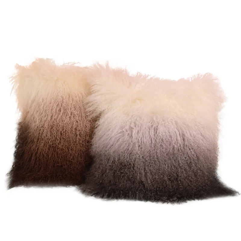 

Fashion real beach sheep wool cushion villa model room fur throw pillow sofa backrest pure wool decoration