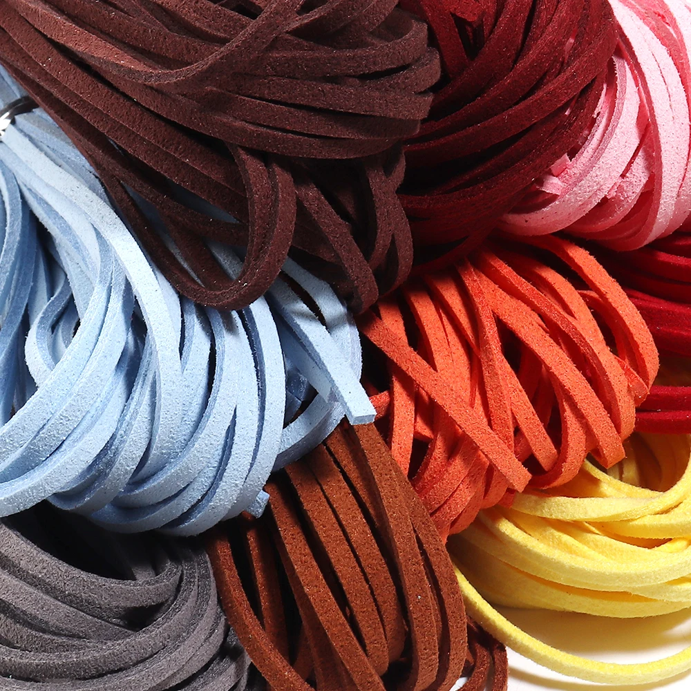 10 Stück 95cm Bunte Flache Lederschnur Kunstwildleder-Kordel Samt-Perlenband für DIY Schmuck Armband Halskette Schlüsselanhänger – Detail 6