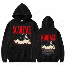 Men Fashion Hoodie Japanese Y2k Long Sleeves Casual Fleece Sweatshirt Movie Scarface Tony Montana Mens Streetwear Clothing