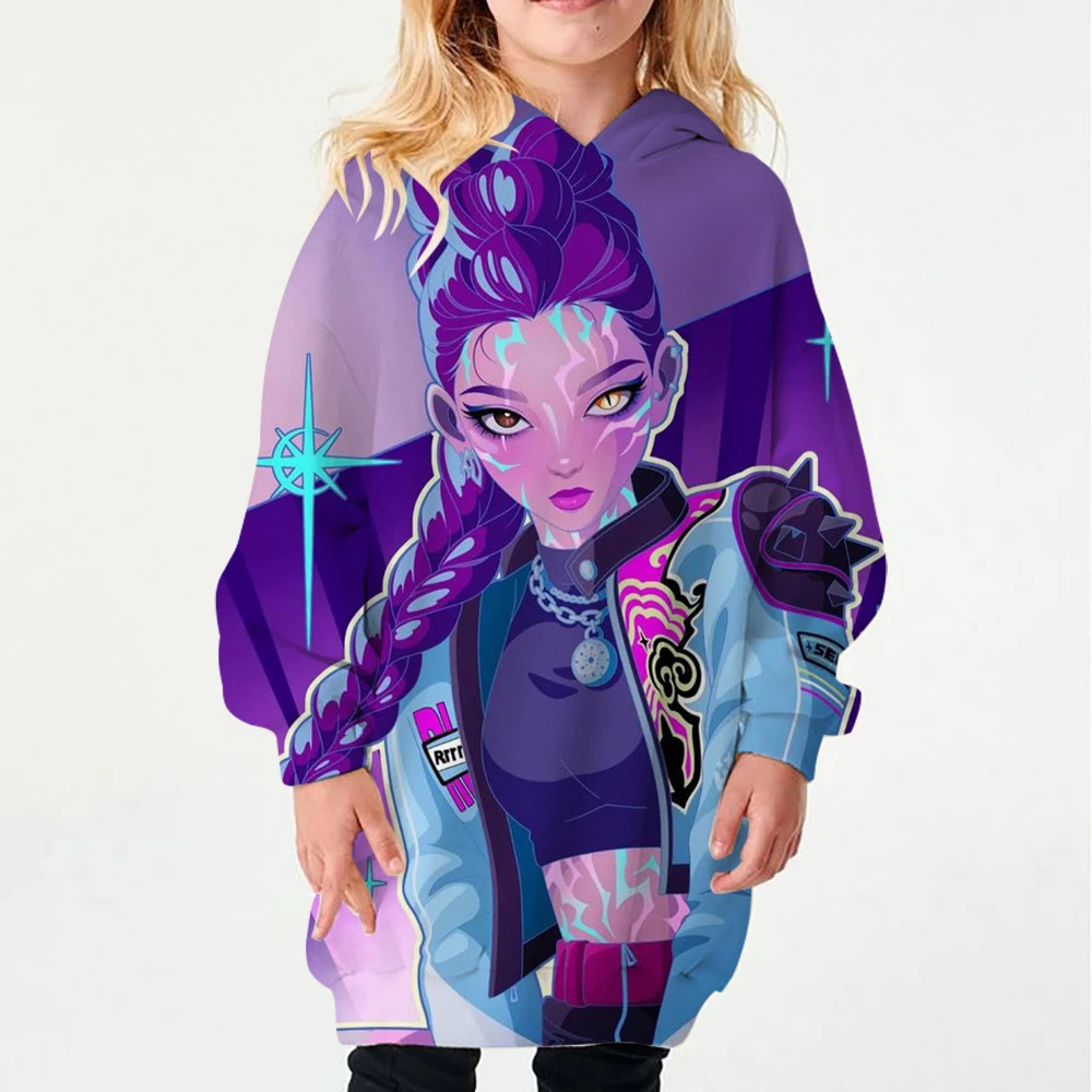 

Kpop witch huntLong sleeved dress for girls aged 3-12 in spring and autumn, fashionable street casual dress children's clothing