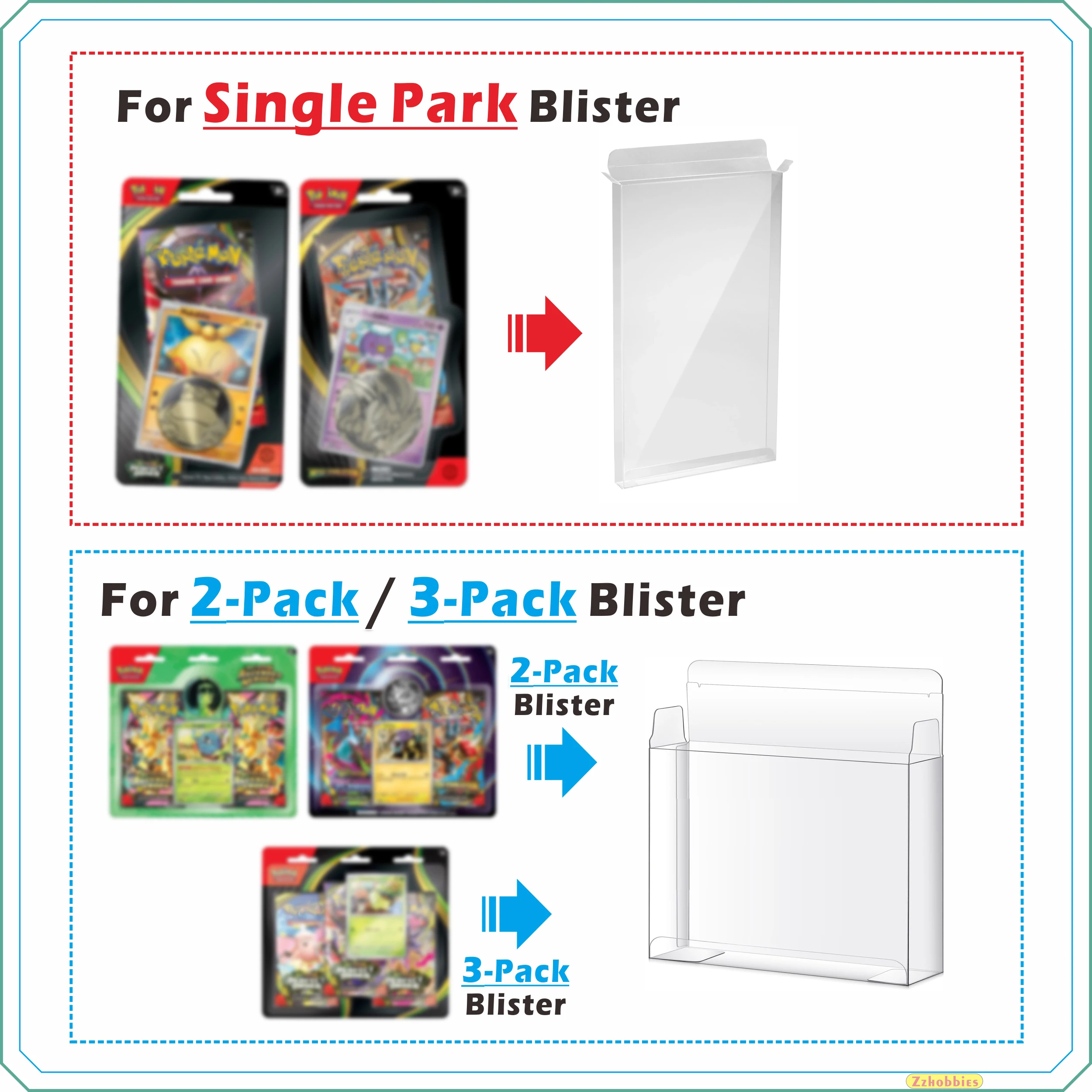 5PCS PET Plastic Protector Case For Single Park Blister | For 2-Pack / 3-Pack Blister