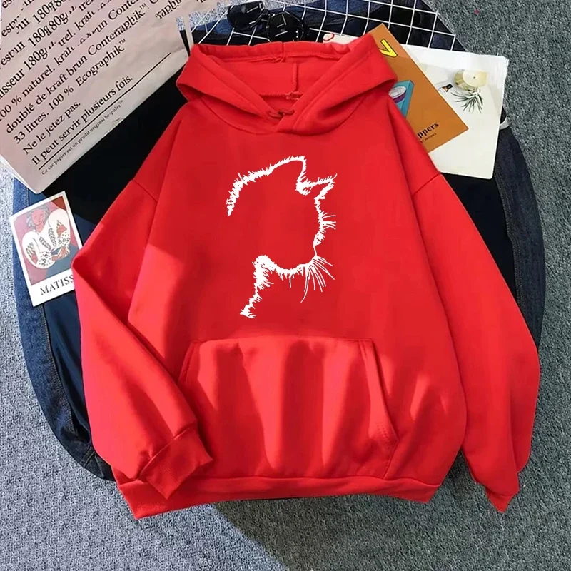 Felpe con cappuccio da donna Cute Cat Print Pullover a maniche lunghe con cappuccio da donna Home Outdoor Comfort Felpe larghe calde Cappotti casual quotidiani
