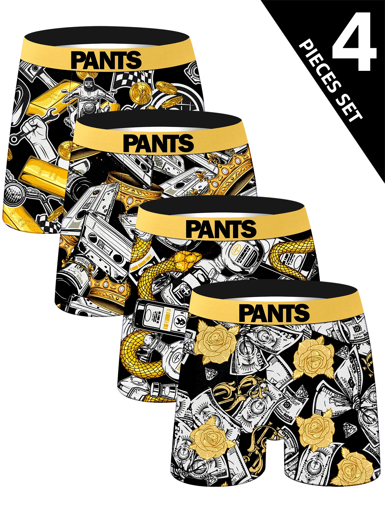 

4 шт., мужское нижнее белье, мягкие, удобные, дышащие, высококачественные мужские длинные трусы-боксеры, повседневные спортивные модные боксеры, шорты