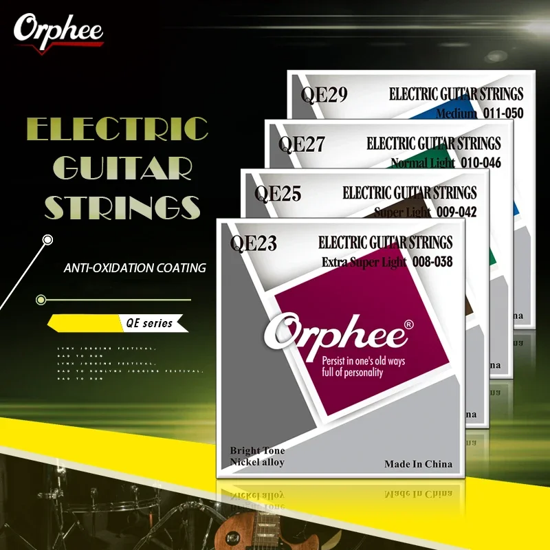 Orphee Electric Guitar Strings QE Series Nickel Alloy Hexagon Core Medium Light Colorful End-Ball Guitar MIni Accessories