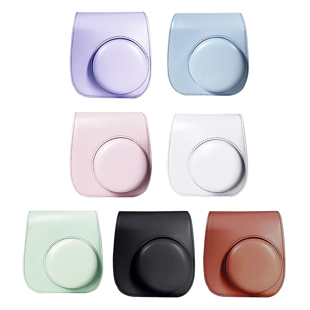 Dla Instax Mini 12/11/9/8 Torba na aparat PU Skórzany futerał ochronny Torba podróżna Odporny na zarysowania futerał na aparat retro z paskiem na ramię — zdjęcie produktu 7