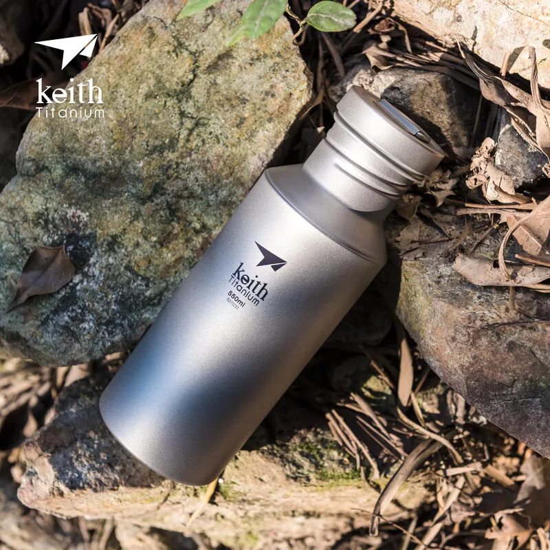 KEITH Pure Titanium Kettle Outdoor Sports Health Cup Portable Exquisite Camping 400ml+550 (with Original Pot c