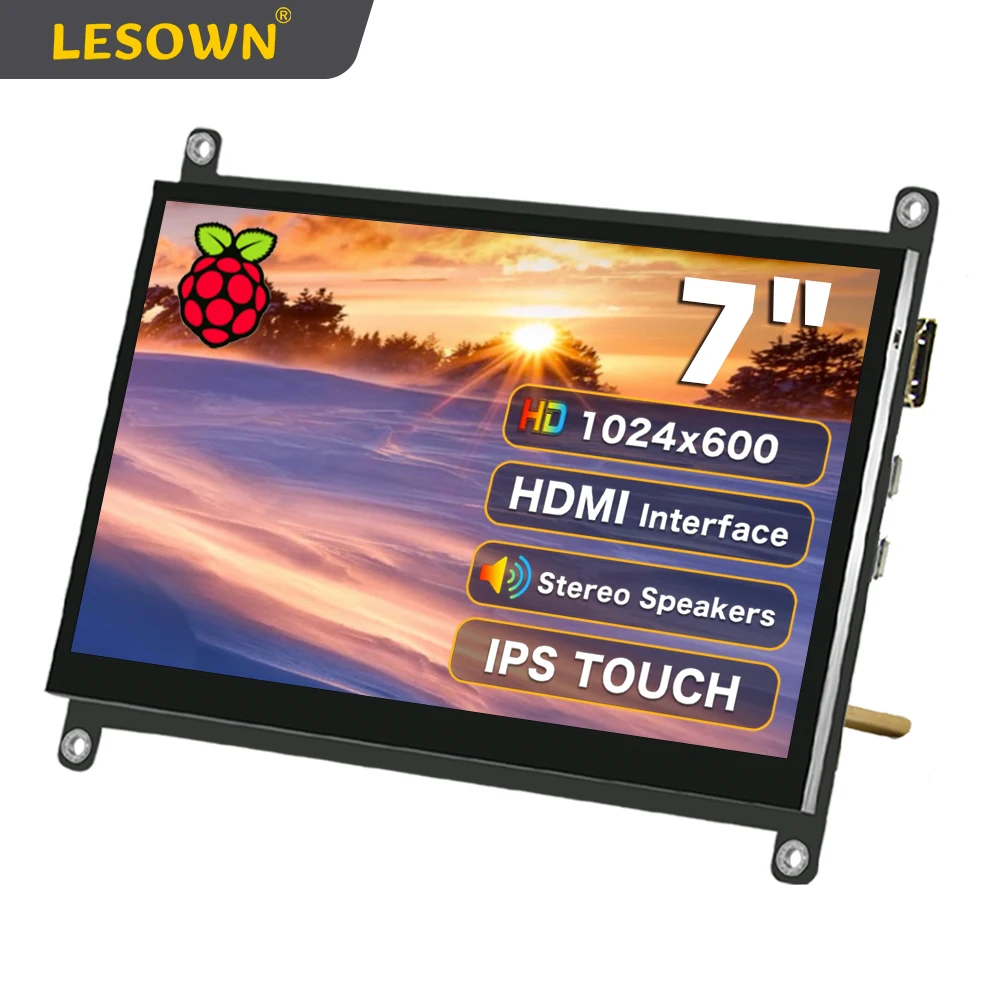 

LESOWN 7" Tiny Small Touchscreen LCD Panel 7 inch HDMI 1024x600 HD Resolution Display Wide Sub Screen for Raspberry Pi Computer