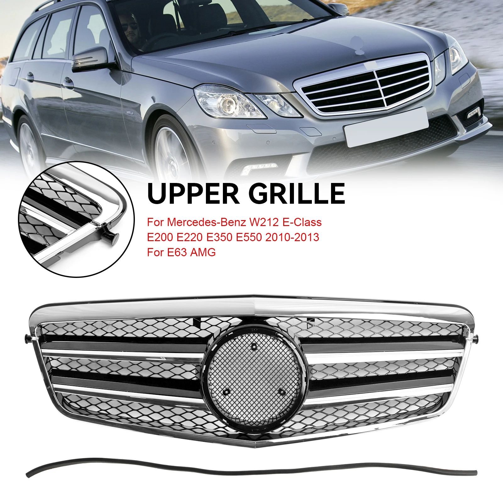 

Artudatech Front Bumper Grill Grille Fit Mercedes-Benz E Class W212 E350 E550 2010-2013