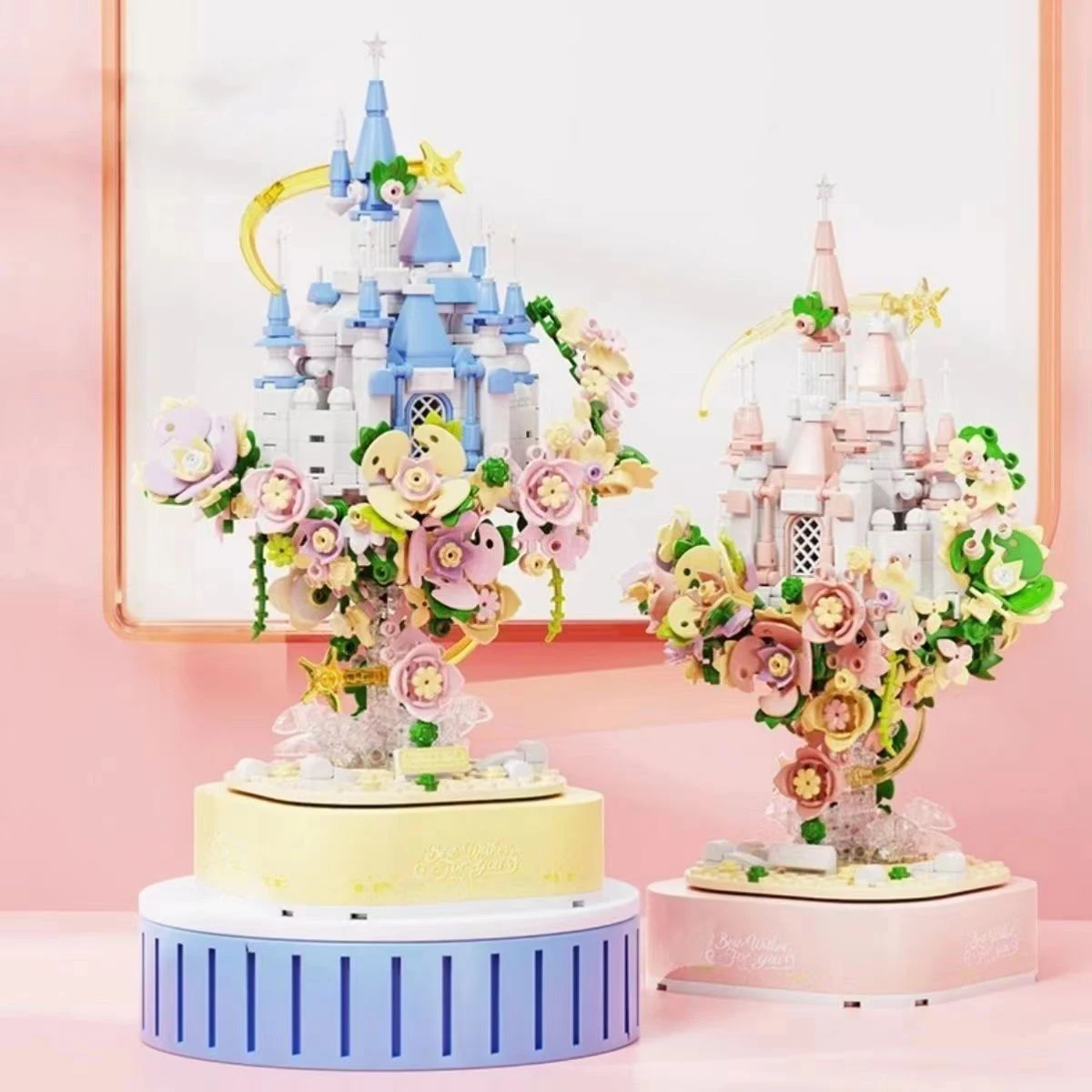 

Creative Princess Flower Castle BuildING Block Fairy Tale Garden Music Box Construction Brick Toy With Light For Girls Gifts